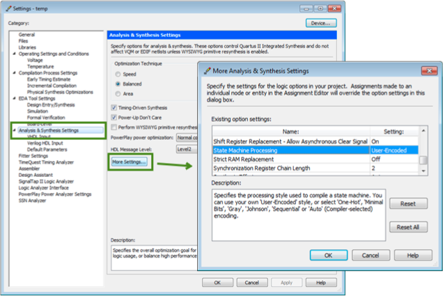 Quartus 软件 State Machine Processing 设置